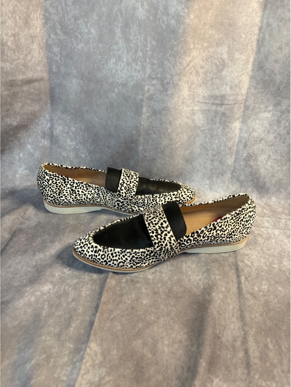 Rollie Madison Albert Strap Leopard Leather Loafers Size 40
